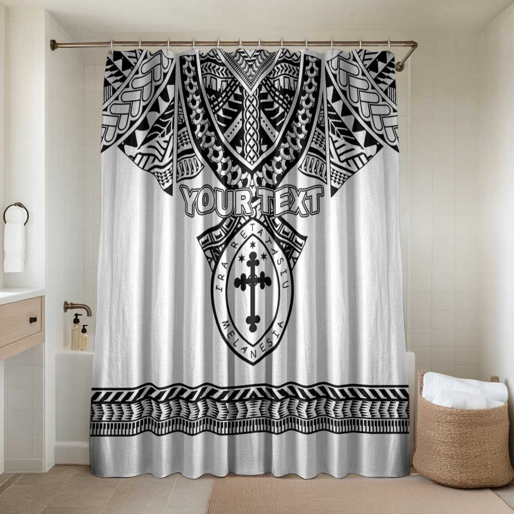 Personalised Melanesian Brotherhood Bathroom Set With Tribal Pattern LT05 Shower Curtain Only White - Polynesian Pride