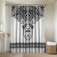 Personalised Melanesian Brotherhood Bathroom Set With Tribal Pattern LT05 Shower Curtain Only White - Polynesian Pride