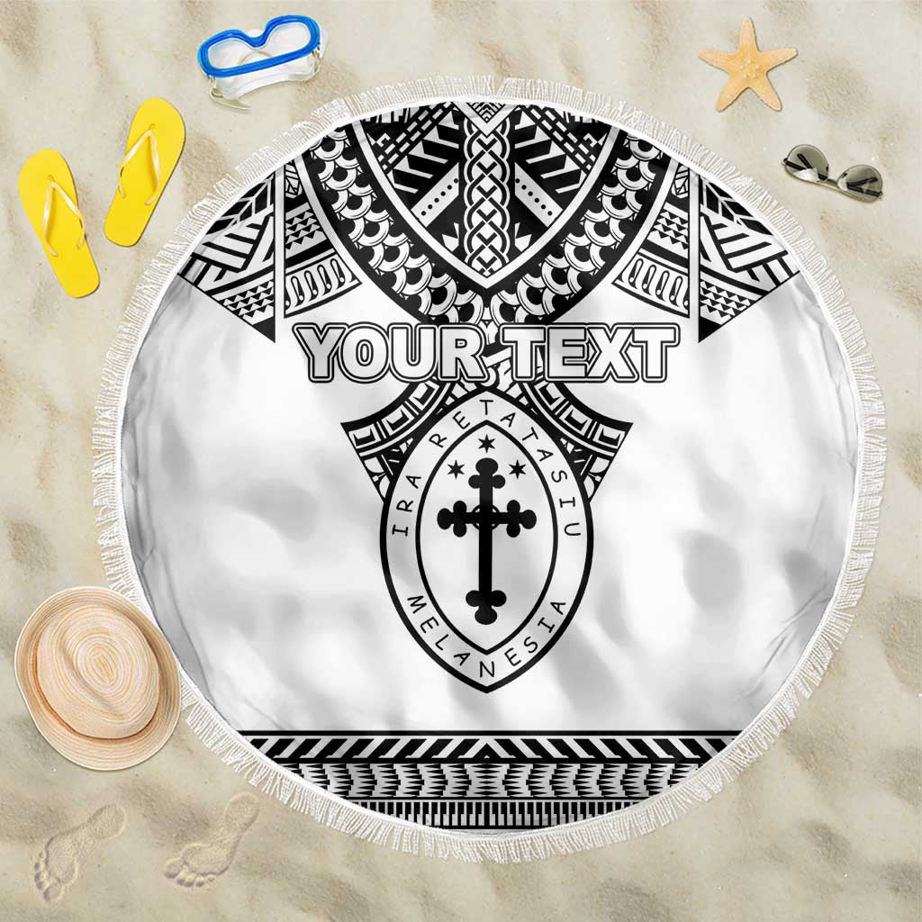 Personalised Melanesian Brotherhood Beach Blanket With Tribal Pattern LT05 One Size 150cm White - Polynesian Pride