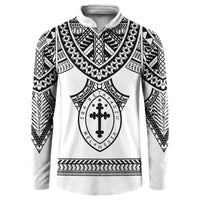 Personalised Melanesian Brotherhood Button Sweatshirt With Tribal Pattern LT05 White - Polynesian Pride