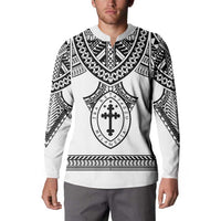 Personalised Melanesian Brotherhood Button Sweatshirt With Tribal Pattern LT05 - Polynesian Pride