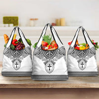 Personalised Melanesian Brotherhood Grocery Bag With Tribal Pattern LT05 3-pack One Size White - Polynesian Pride