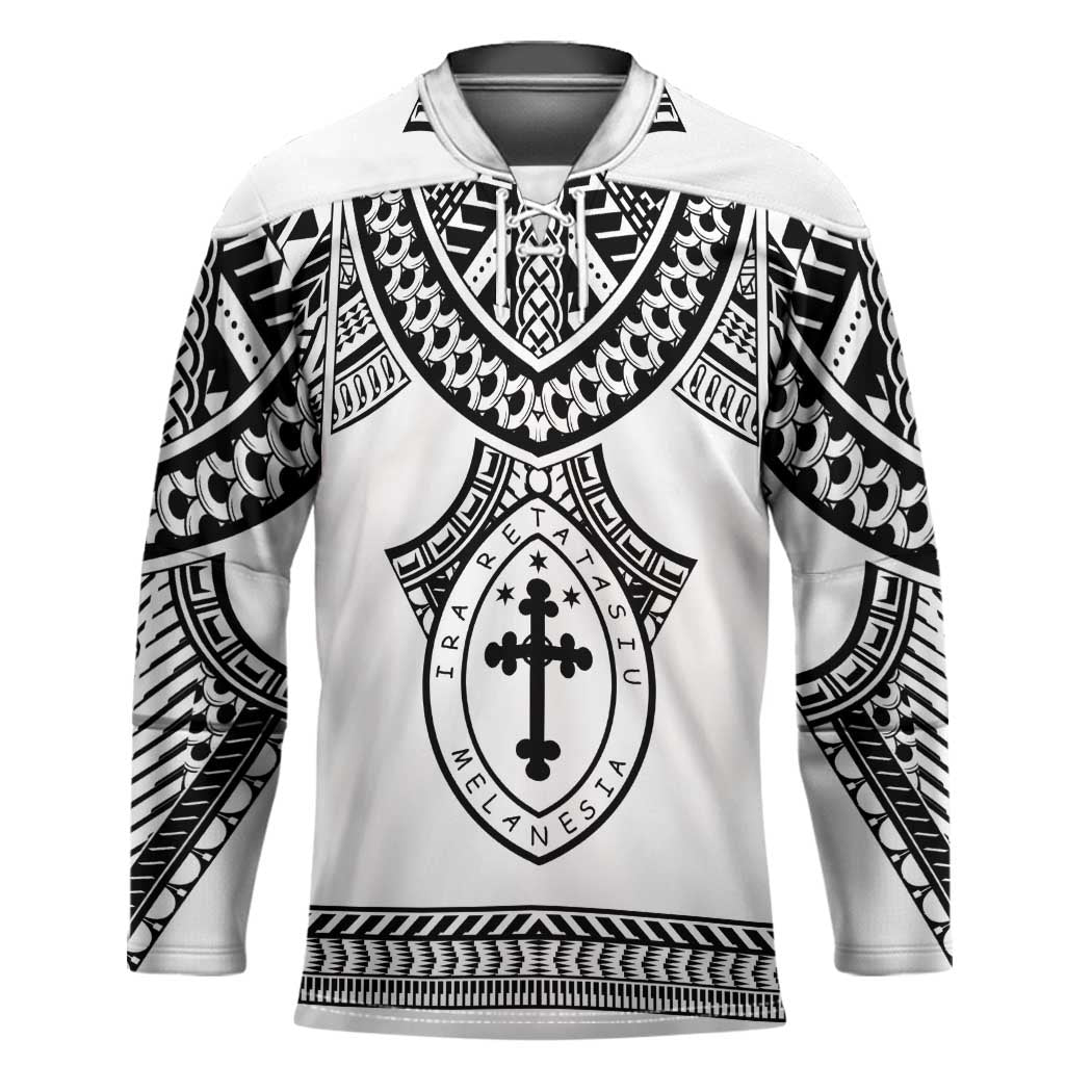 Personalised Melanesian Brotherhood Hockey Jersey With Tribal Pattern LT05 Unisex White - Polynesian Pride