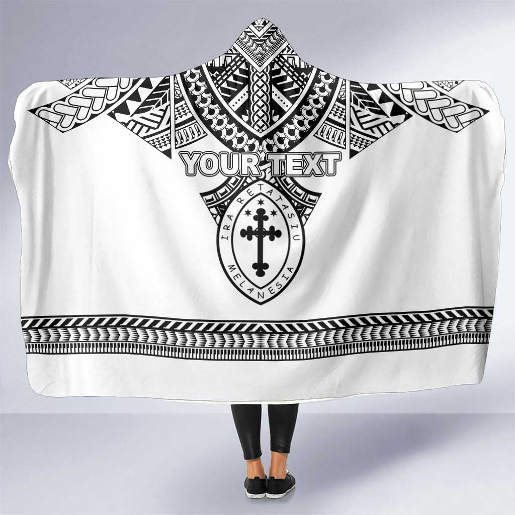Personalised Melanesian Brotherhood Hooded Blanket With Tribal Pattern LT05 One Size White - Polynesian Pride