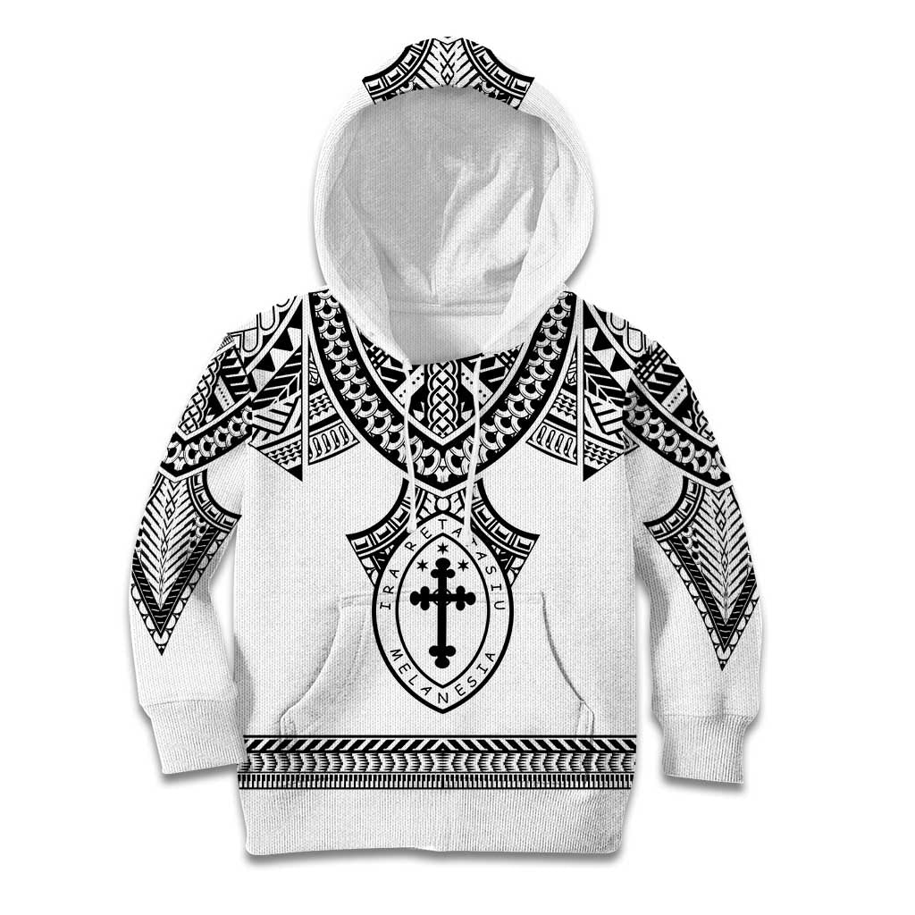 Personalised Melanesian Brotherhood Kid Hoodie With Tribal Pattern LT05 Hoodie White - Polynesian Pride