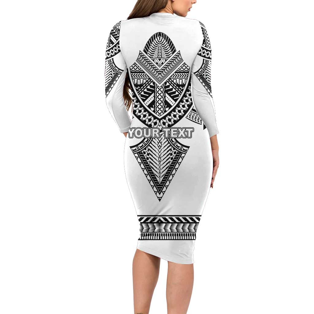Personalised Melanesian Brotherhood Long Sleeve Bodycon Dress With Tribal Pattern LT05 - Polynesian Pride
