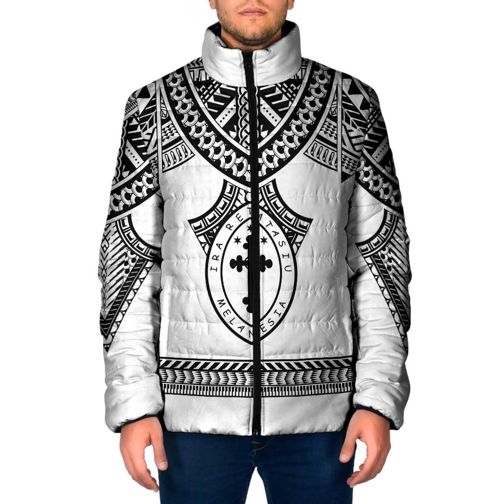 Personalised Melanesian Brotherhood Padded Jacket With Tribal Pattern LT05 Men White - Polynesian Pride