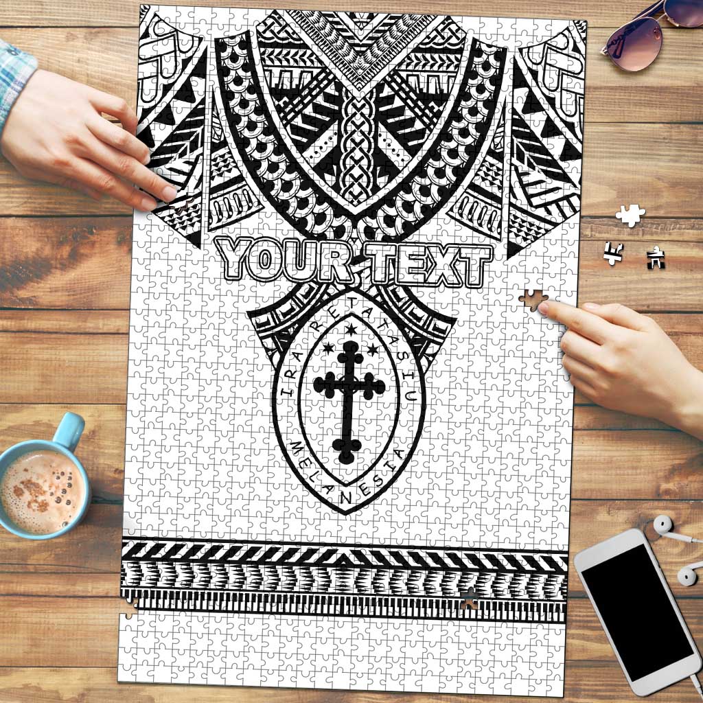 Personalised Melanesian Brotherhood Puzzle With Tribal Pattern LT05 White - Polynesian Pride