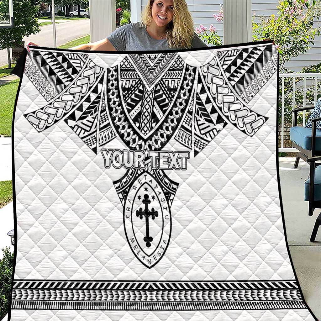 Personalised Melanesian Brotherhood Quilt With Tribal Pattern LT05 White - Polynesian Pride