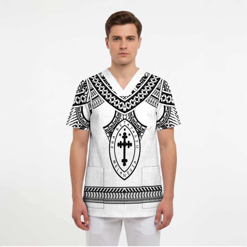 Personalised Melanesian Brotherhood Scrub Top With Tribal Pattern LT05 - Polynesian Pride