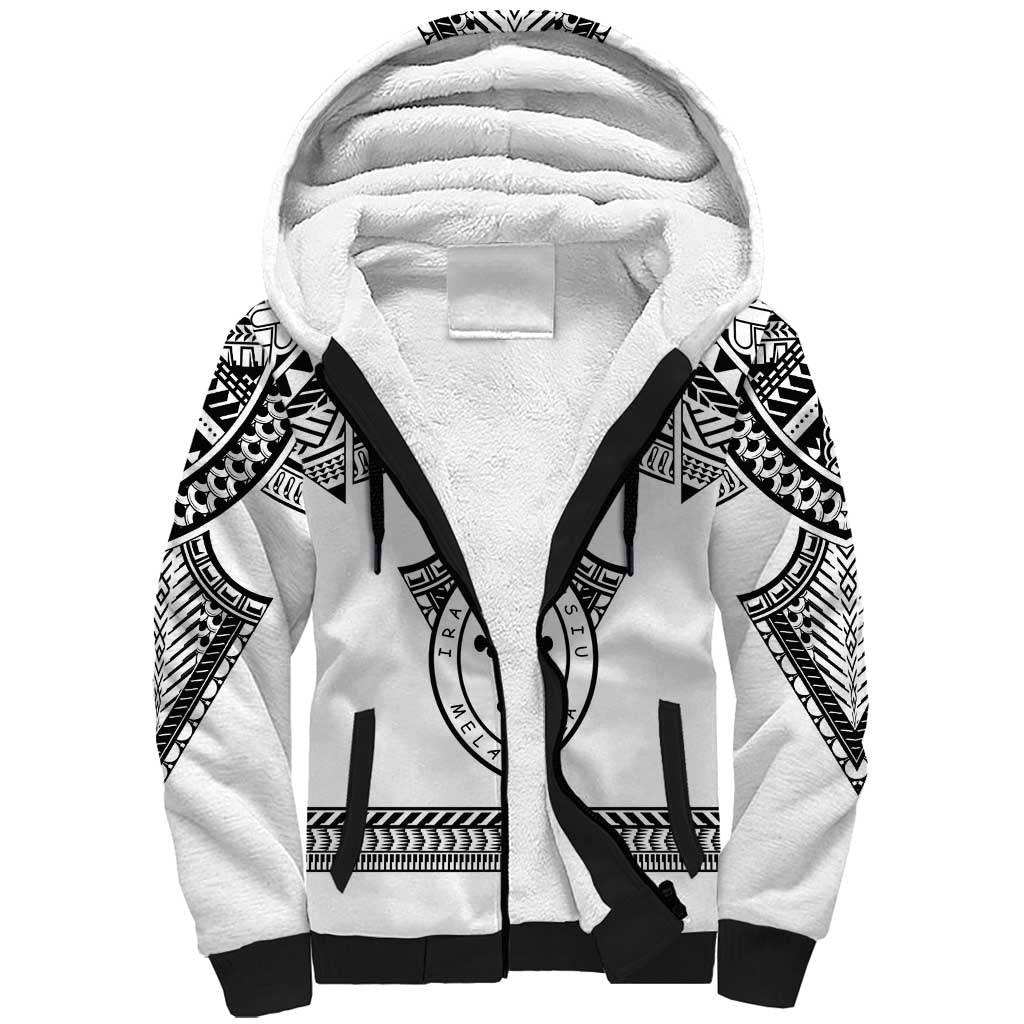 Personalised Melanesian Brotherhood Sherpa Hoodie With Tribal Pattern LT05 Unisex White - Polynesian Pride
