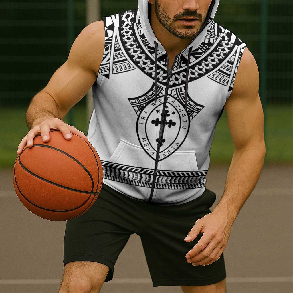 Personalised Melanesian Brotherhood Sleeveless Zip Hoodie With Tribal Pattern LT05 - Polynesian Pride