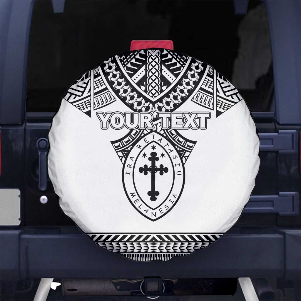 Personalised Melanesian Brotherhood Spare Tire Cover With Tribal Pattern LT05 No hole White - Polynesian Pride