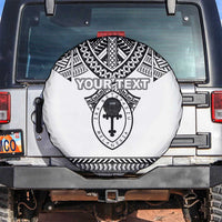 Personalised Melanesian Brotherhood Spare Tire Cover With Tribal Pattern LT05 White - Polynesian Pride