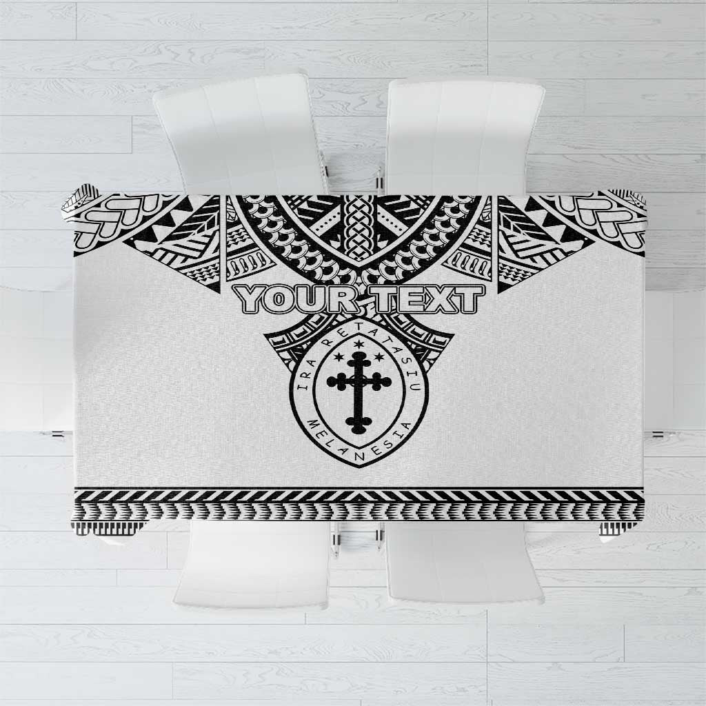 Personalised Melanesian Brotherhood Tablecloth With Tribal Pattern LT05 White - Polynesian Pride