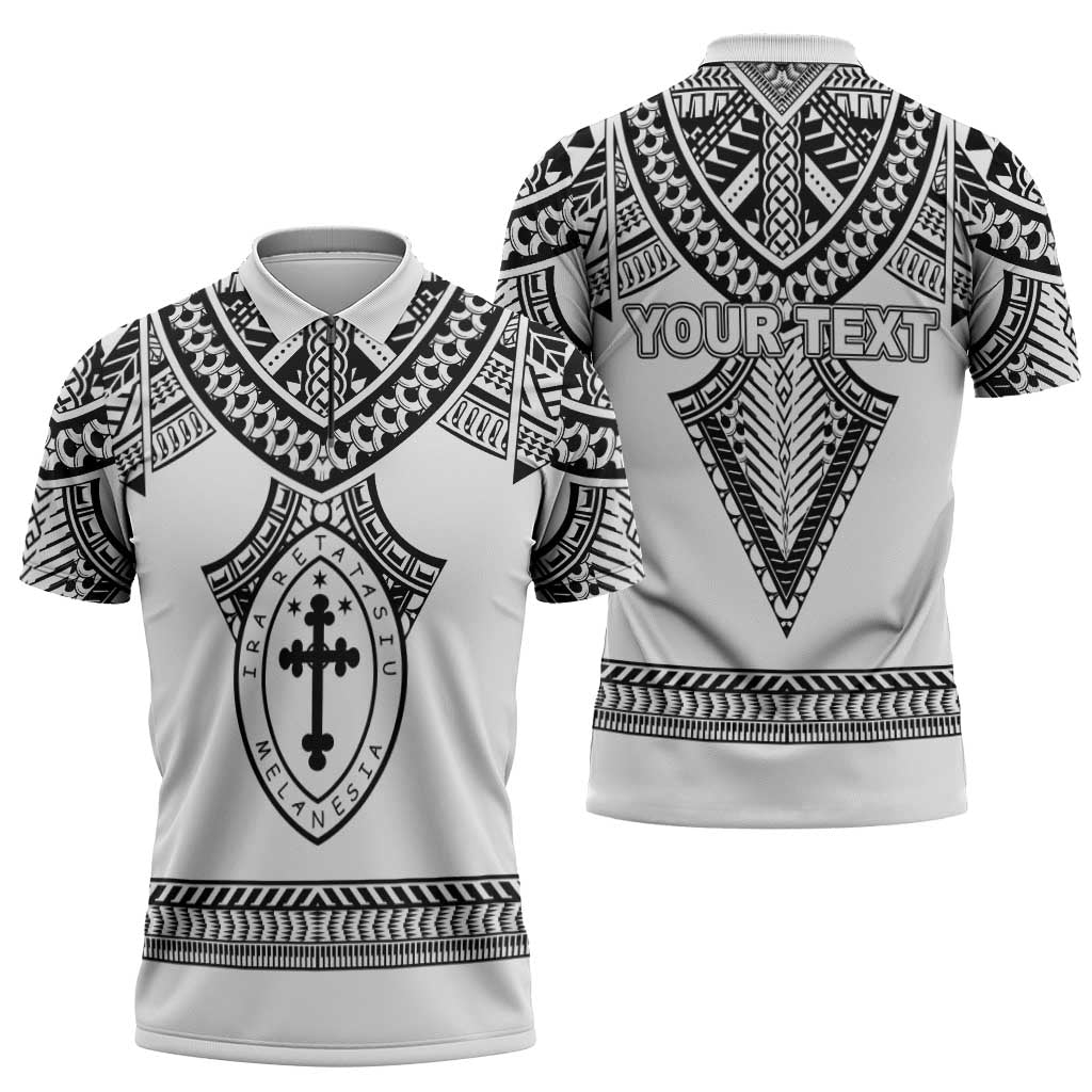Personalised Melanesian Brotherhood Zipper Polo Shirt With Tribal Pattern LT05 - Polynesian Pride