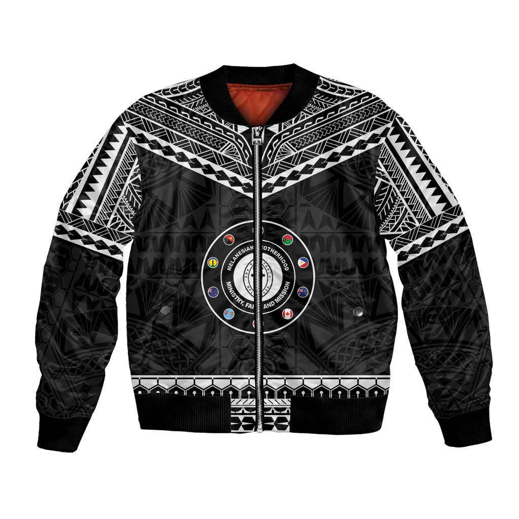 Personalised Melanesian Brotherhood Bomber Jacket Ministry Faith And Mission LT05 Unisex Black - Polynesian Pride