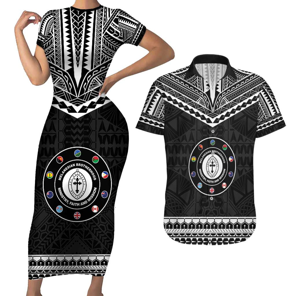 Personalised Melanesian Brotherhood Couples Matching Short Sleeve Bodycon Dress and Hawaiian Shirt Ministry Faith And Mission - Polynesian Pride