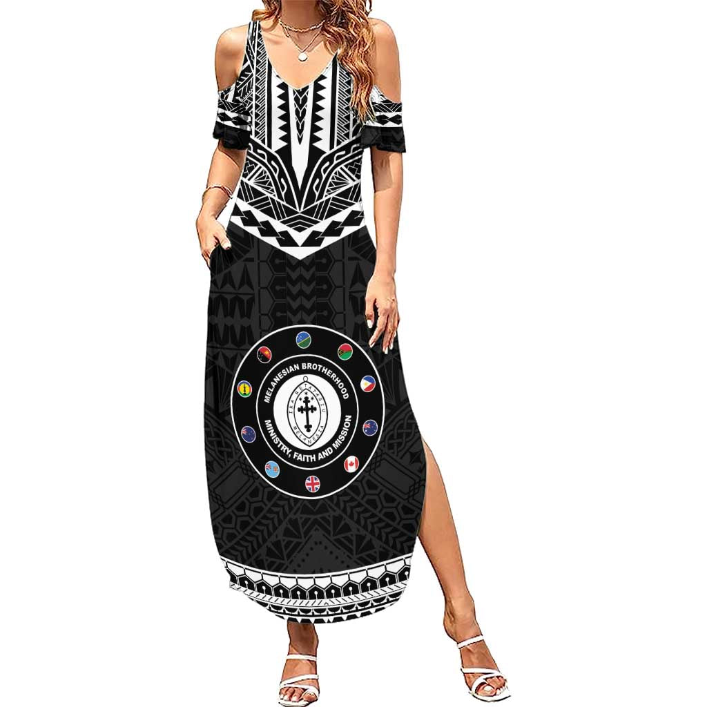 Personalised Melanesian Brotherhood Summer Maxi Dress Ministry Faith And Mission LT05 Women Black - Polynesian Pride