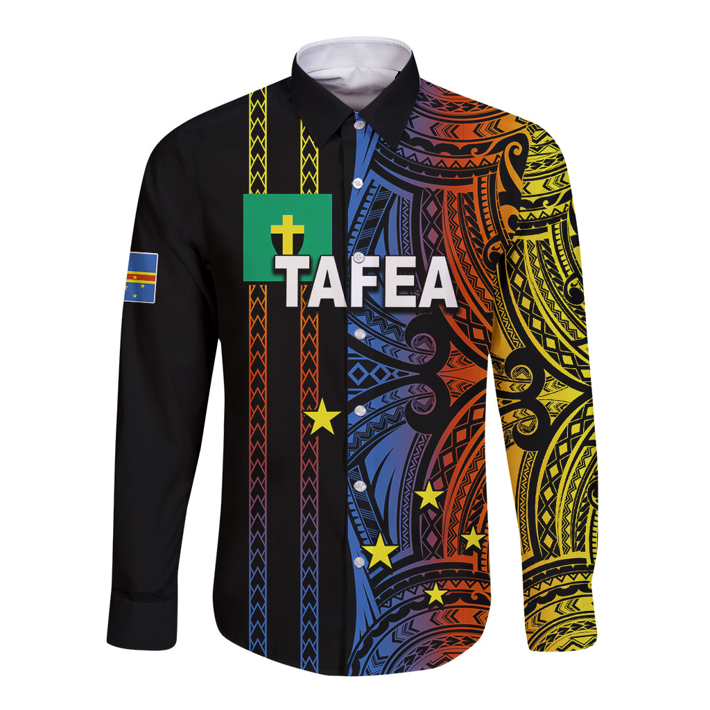 Custom Vanuatu Tafea Long Sleeve Button Shirt Polynesian Tribal LT6 Unisex Black - Polynesian Pride