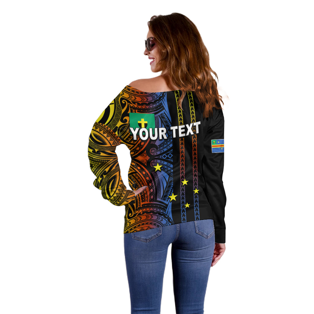 Custom Vanuatu Tafea Off Shoulder Sweater Polynesian Tribal LT6 - Polynesian Pride