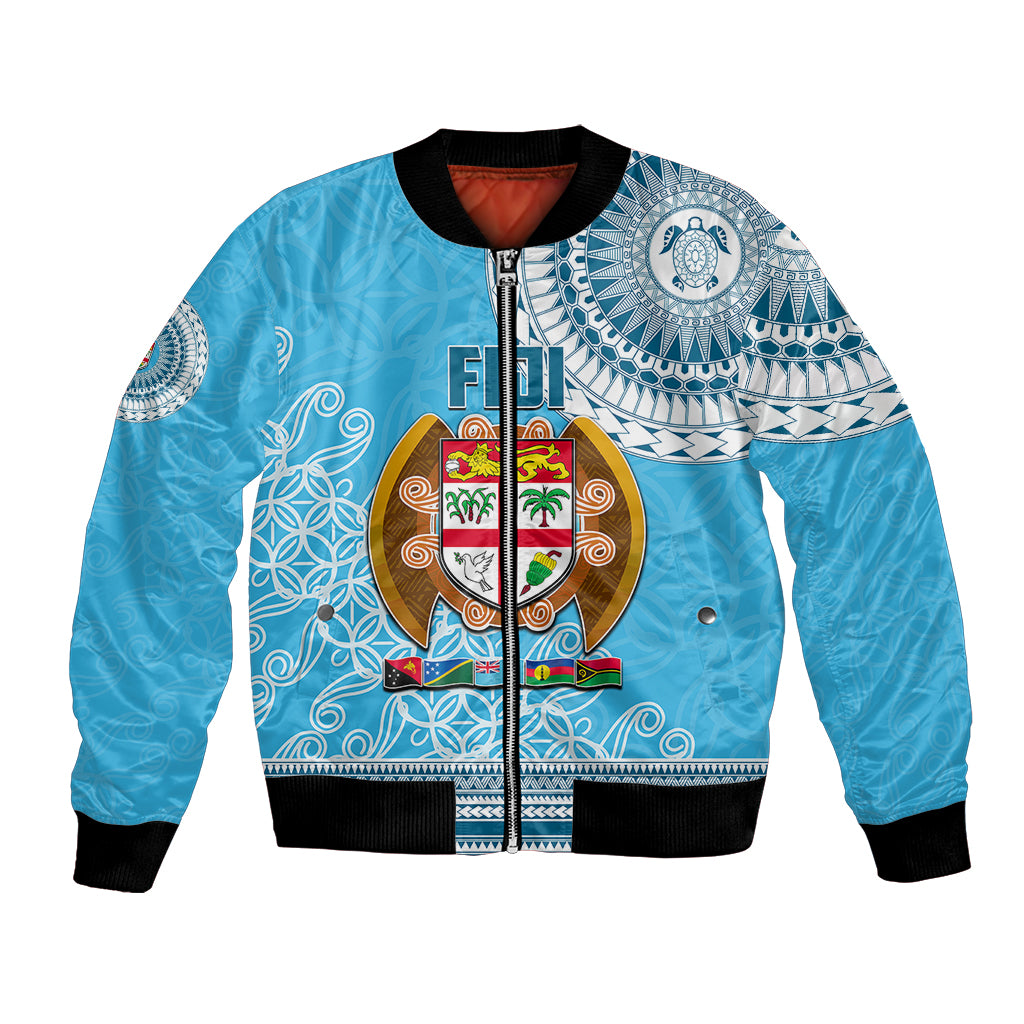 Fiji Bomber Jacket Melanesian Festival 2023 LT6 Unisex Blue - Polynesian Pride