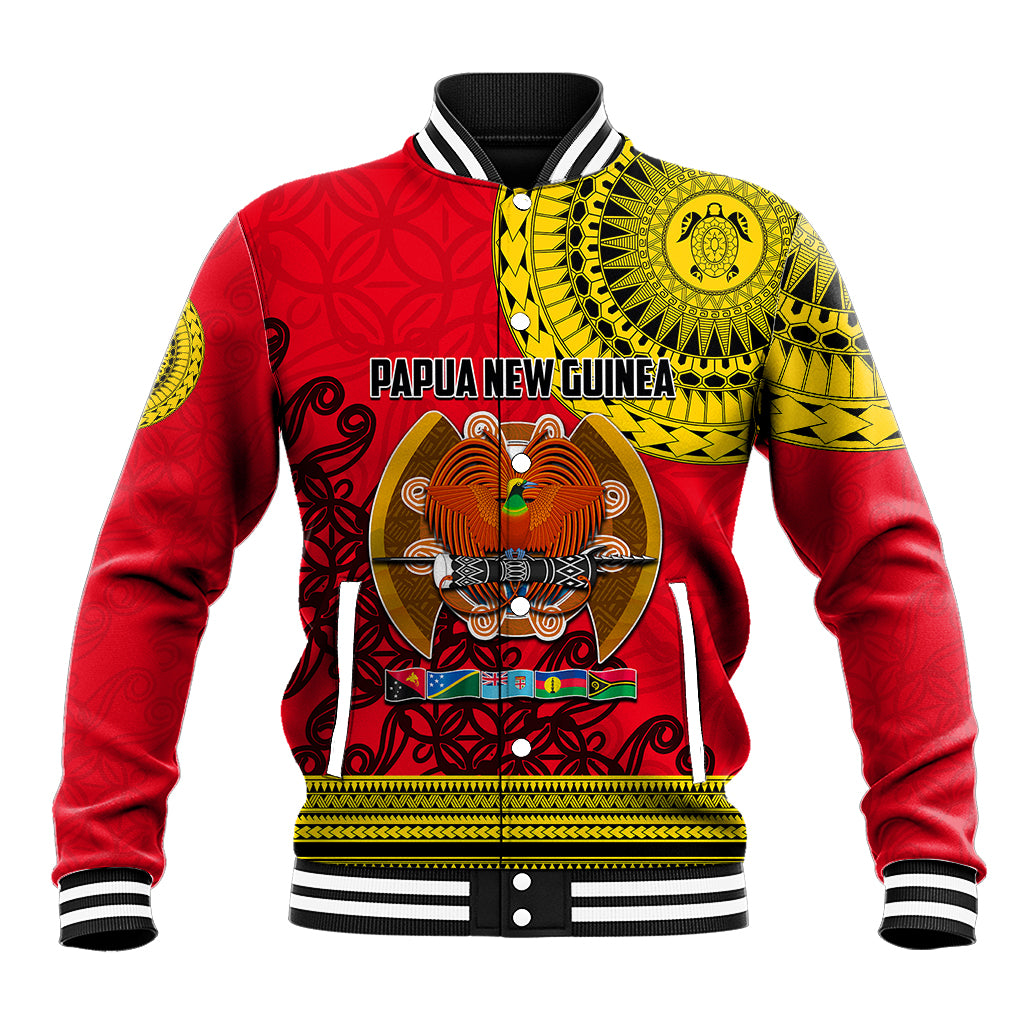 Papua New Guinea Baseball Jacket Melanesian Festival 2023 LT6 Unisex Red - Polynesian Pride