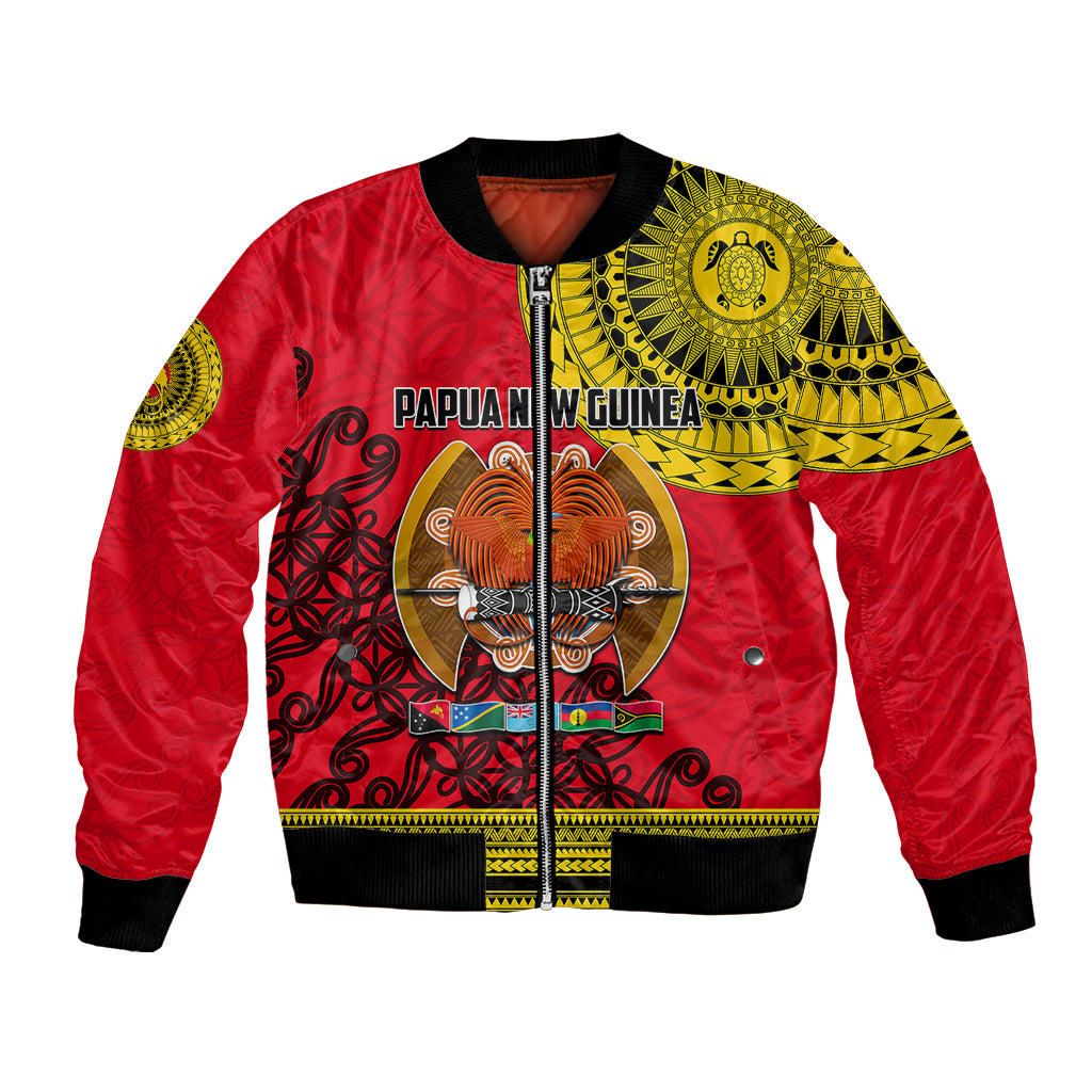 Papua New Guinea Bomber Jacket Melanesian Festival 2023 LT6 Unisex Red - Polynesian Pride