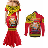 Papua New Guinea Couples Matching Mermaid Dress and Long Sleeve Button Shirts Melanesian Festival 2023 LT6 - Polynesian Pride