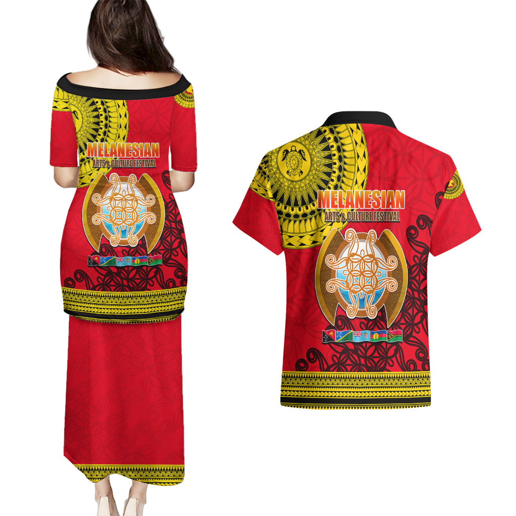 Papua New Guinea Couples Matching Puletasi Dress and Hawaiian Shirt Melanesian Festival 2023 LT6 - Polynesian Pride