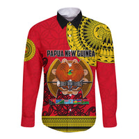 Papua New Guinea Long Sleeve Button Shirt Melanesian Festival 2023 LT6 Unisex Red - Polynesian Pride