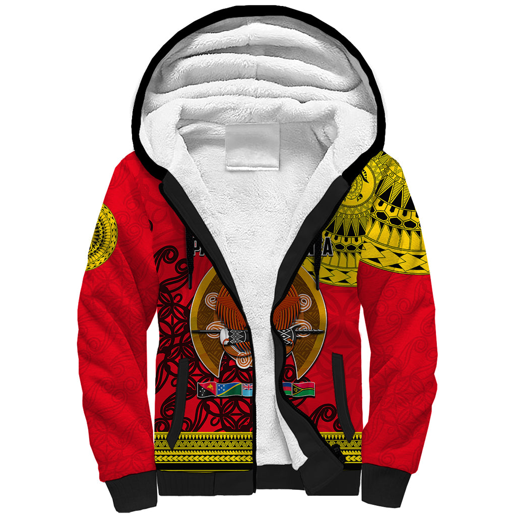 Papua New Guinea Sherpa Hoodie Melanesian Festival 2023 LT6 Unisex Red - Polynesian Pride