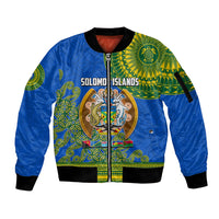 Solomon Islands Sleeve Zip Bomber Jacket Melanesian Festival 2023 LT6 Unisex Green - Polynesian Pride