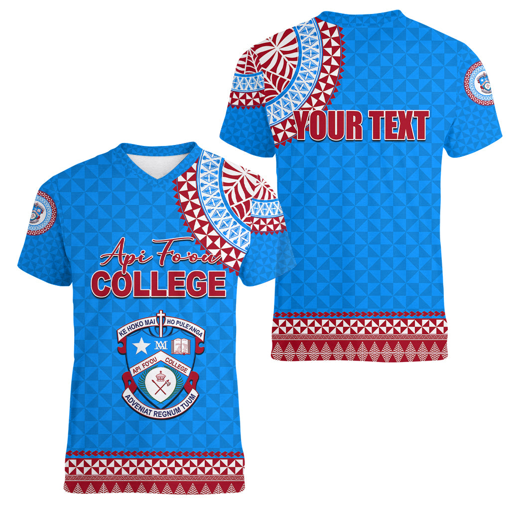 Tonga School Api Fo'ou College Women V Neck T Shirt Tribal Pattern LT6 - Polynesian Pride