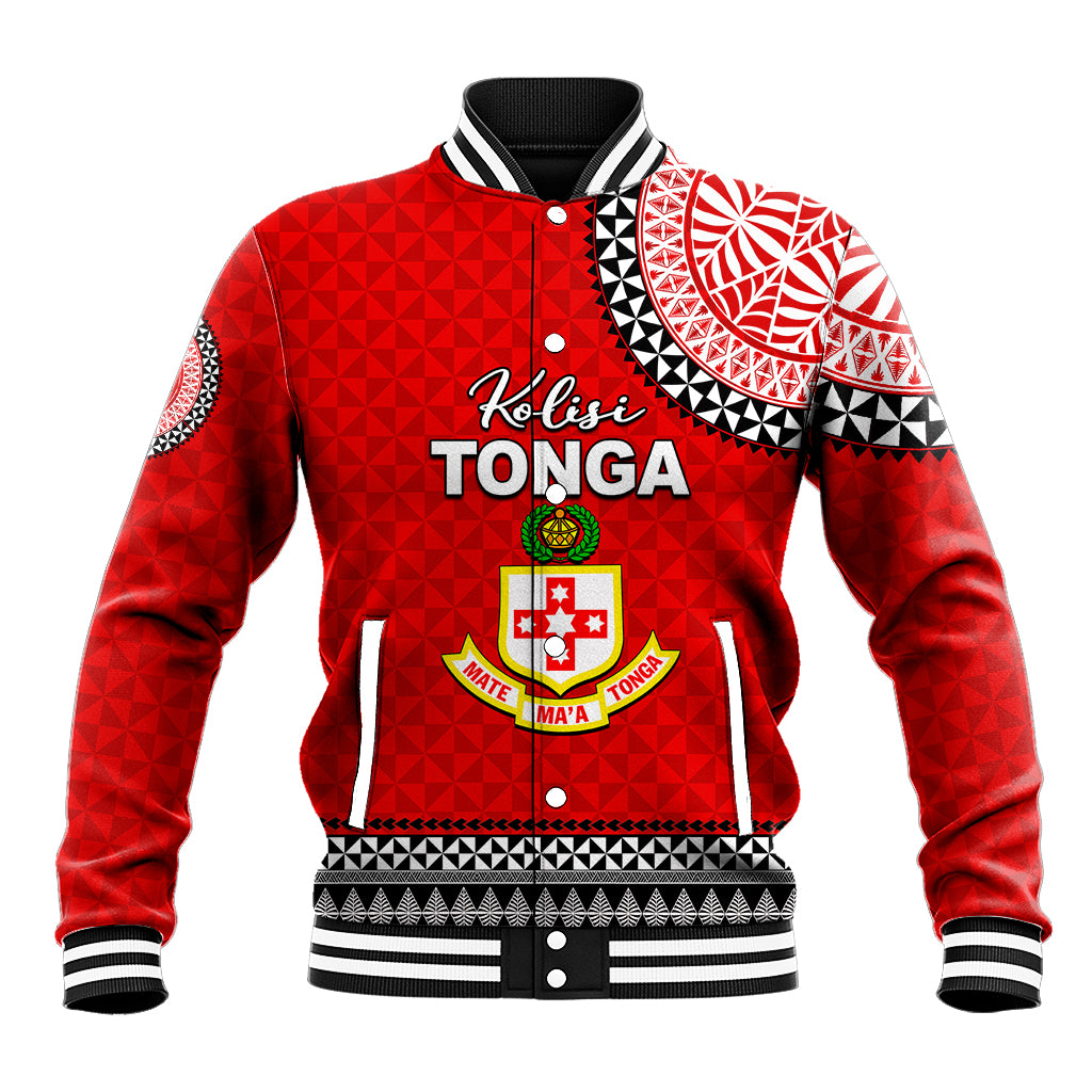 Tonga School Kolisi Tonga Baseball Jacket Tribal Pattern LT6 Unisex Red - Polynesian Pride