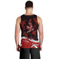 Polynesian Tribal Men Tank Top with Sharks Tattoo Red LT6 - Polynesian Pride