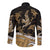 Polynesian Tribal Long Sleeve Button Shirt with Sharks Tattoo Gold LT6 - Polynesian Pride