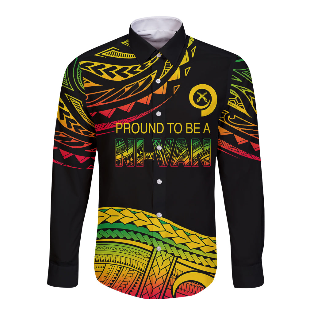 Custom Tribal Vanuatu Long Sleeve Button Shirt Pround To Be A Ni-Van LT6 Unisex Black - Polynesian Pride