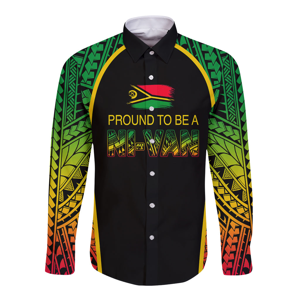 Custom Vanuatu Long Sleeve Button Shirt Pround To Be A Ni-Van LT6 Unisex Black - Polynesian Pride