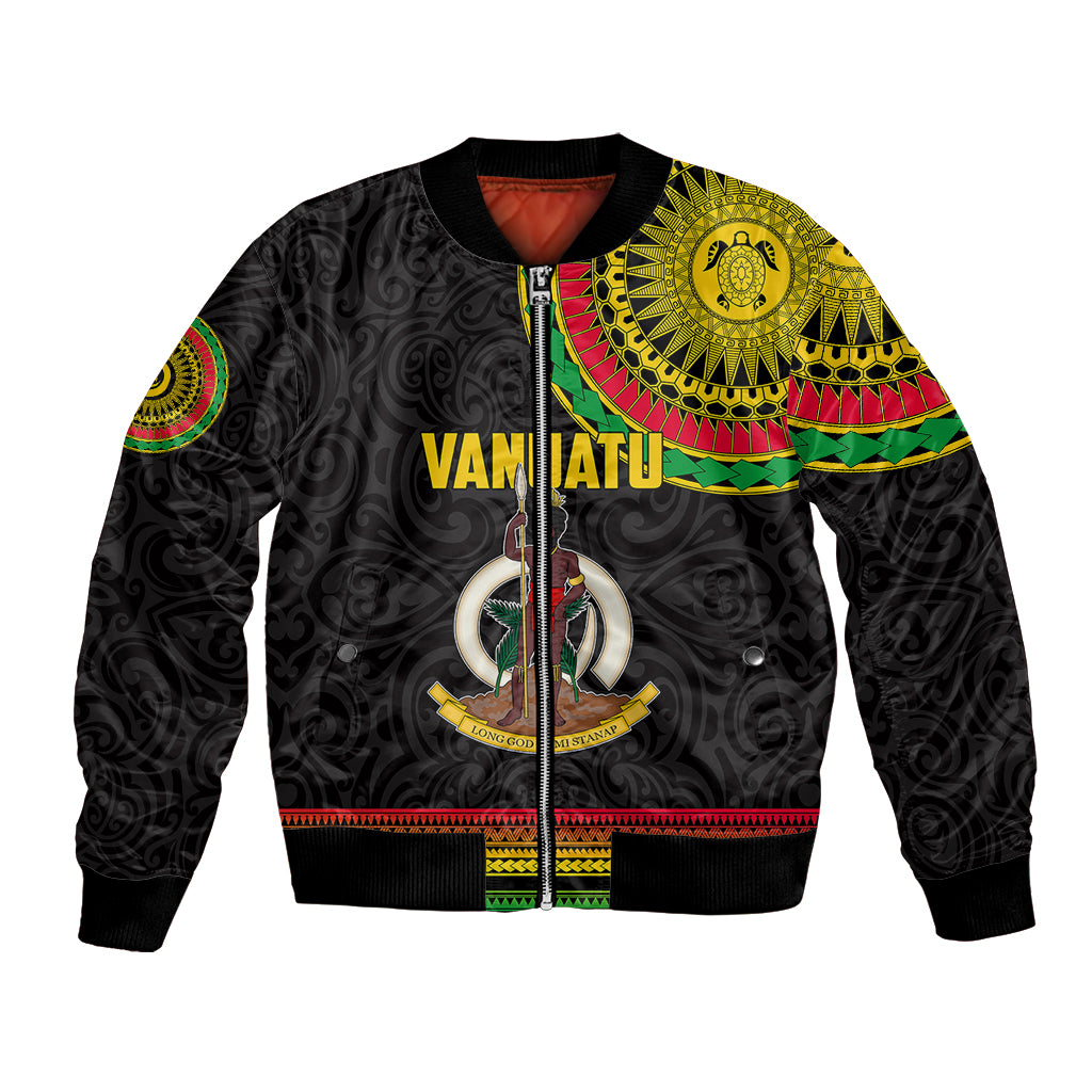 Custom Vanuatu Bomber Jacket Polynesia Circle LT6 Unisex Black - Polynesian Pride