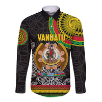 Vanuatu Long Sleeve Button Shirt Melanesian Festival LT6 Unisex Black - Polynesian Pride