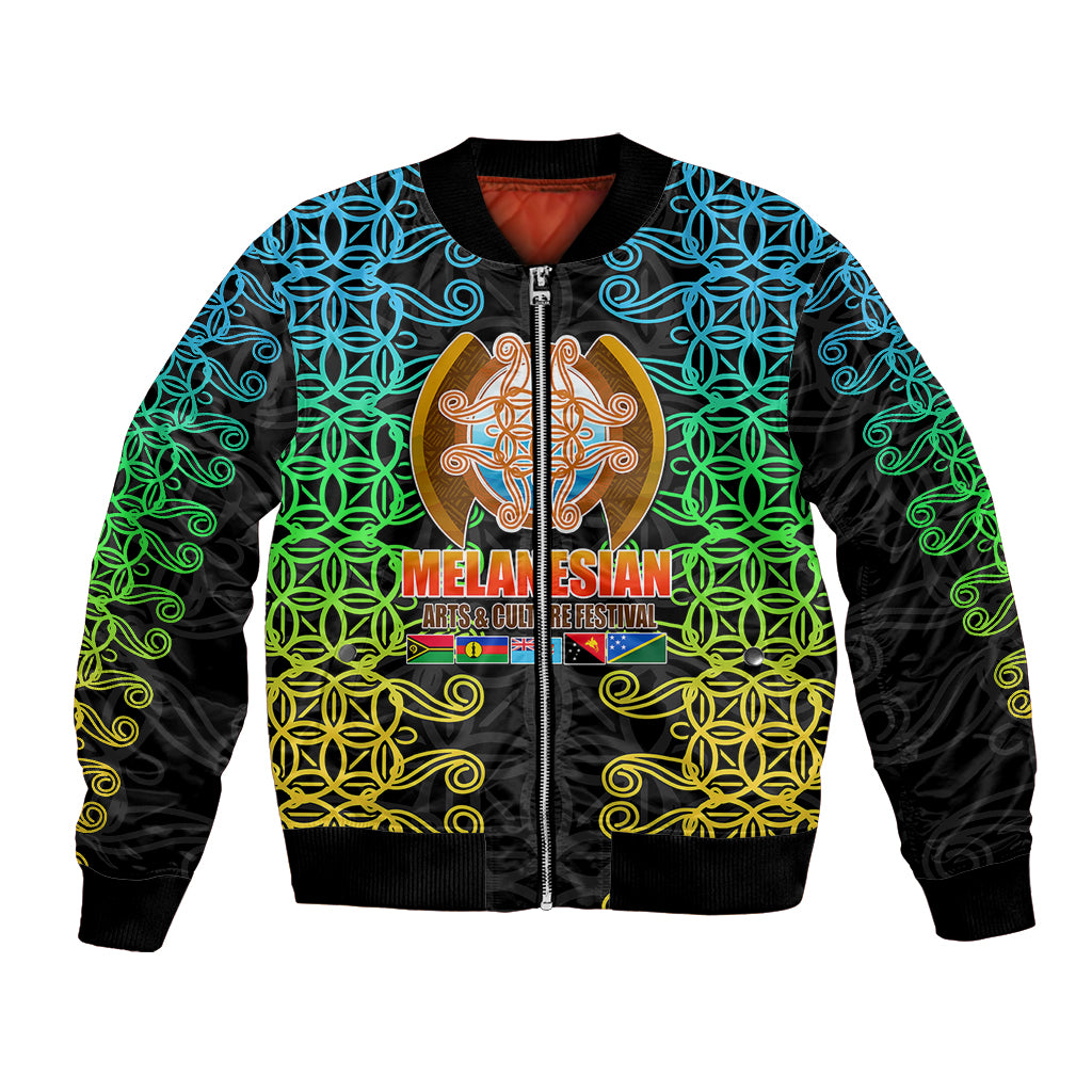 Melanesian Festival 2023 Bomber Jacket Tribal Patterns LT6 Unisex Black - Polynesian Pride