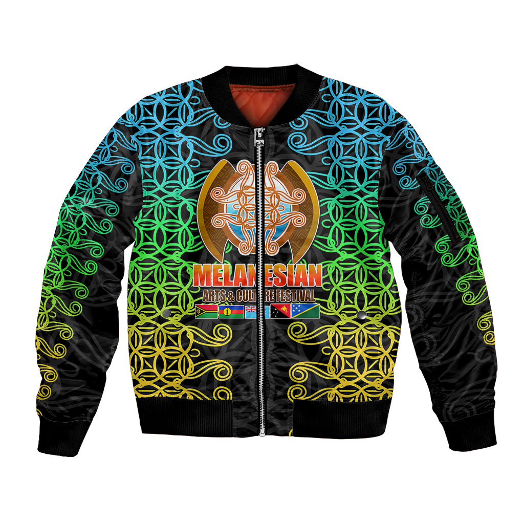Melanesian Festival 2023 Sleeve Zip Bomber Jacket Tribal Patterns LT6 Unisex Black - Polynesian Pride