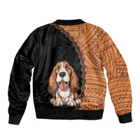 Custom Basset Hound Dog Bomber Jacket With Polynesian Tribal Tattoo LT6 - Polynesian Pride