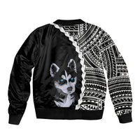 Custom Husky Dog Bomber Jacket With Polynesian Tribal Tattoo LT6 - Polynesian Pride