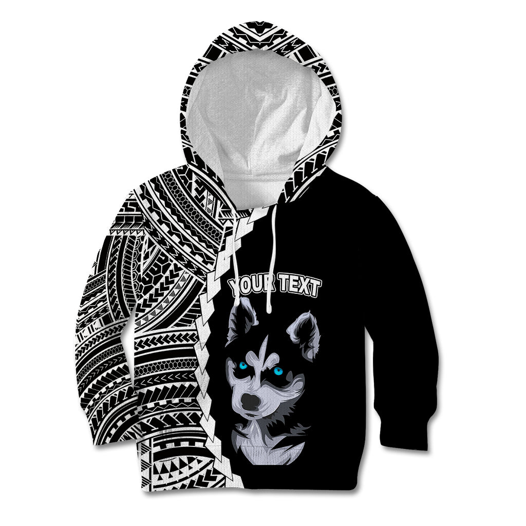 Custom Husky Dog Kid Hoodie With Polynesian Tribal Tattoo LT6 Black - Polynesian Pride