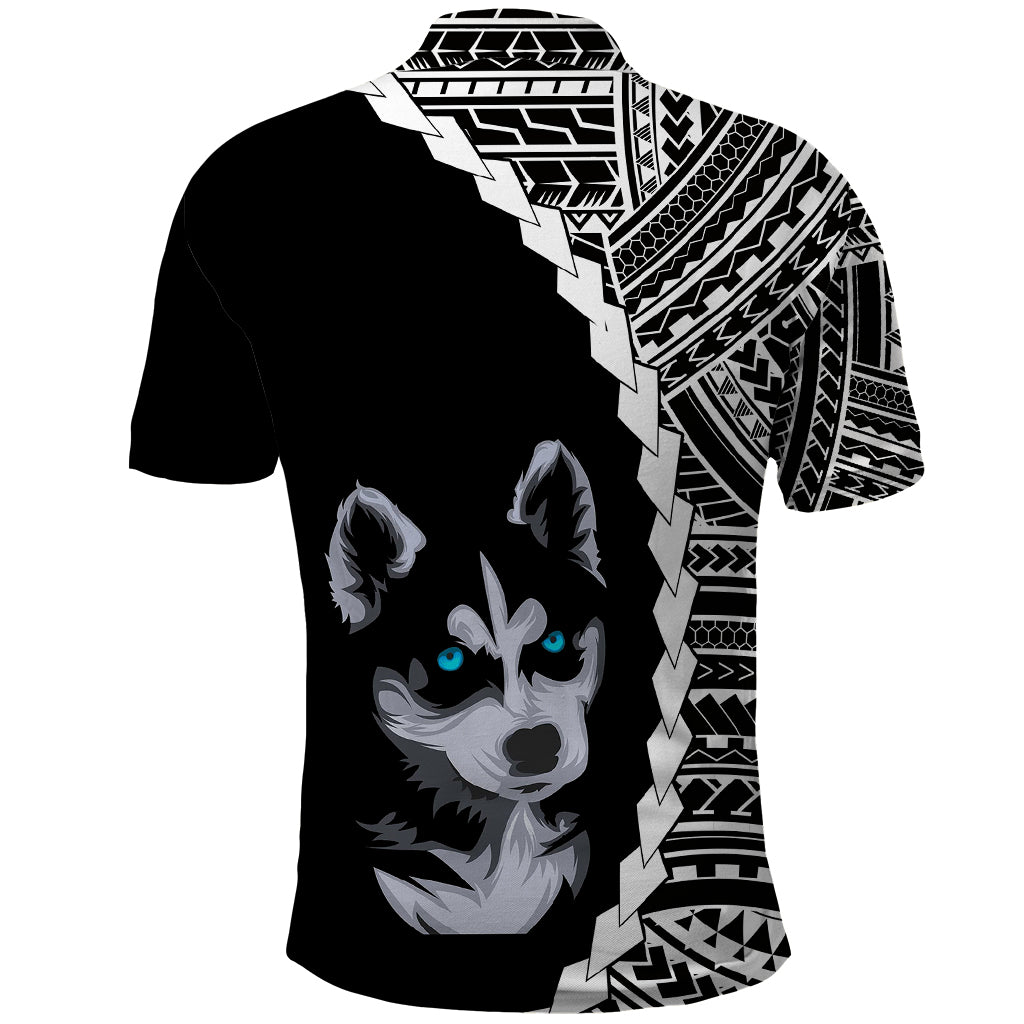 Custom Husky Dog Polo Shirt With Polynesian Tribal Tattoo LT6 - Polynesian Pride