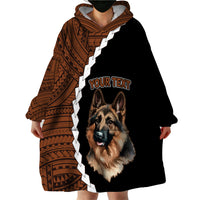 Custom German Shepherd Dog Wearable Blanket Hoodie With Polynesian Tribal Tattoo LT6 - Polynesian Pride