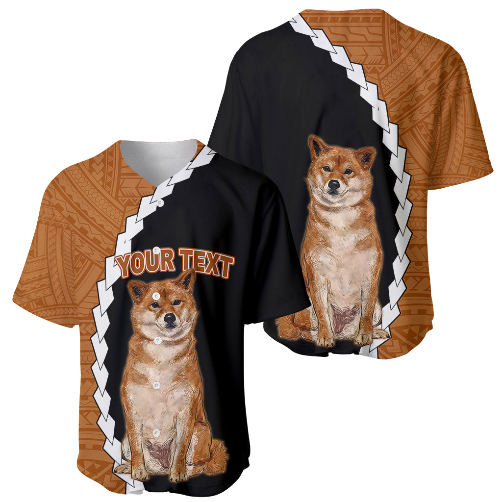 Custom Shiba Inu Dog Baseball Jersey With Polynesian Tribal Tattoo LT6 - Polynesian Pride
