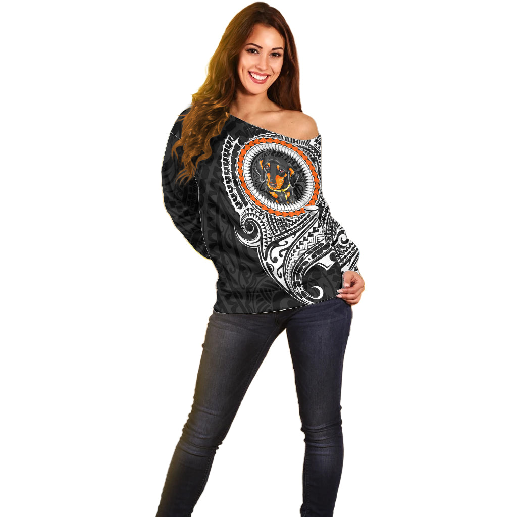 Polynesian Dachshund Dog Off Shoulder Sweater Dog In My Heart LT6 - Polynesian Pride